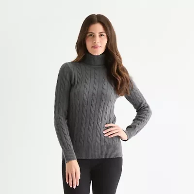 St. John's Bay Tall Womens Turtleneck Long Sleeve Pullover Sweater