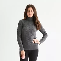 St. John's Bay Tall Womens Turtleneck Long Sleeve Pullover Sweater