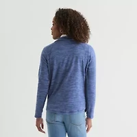 St. John's Bay Womens Tall 1/4 Zip Mock Neck Long Sleeve Polar Fleece Sweatshirt