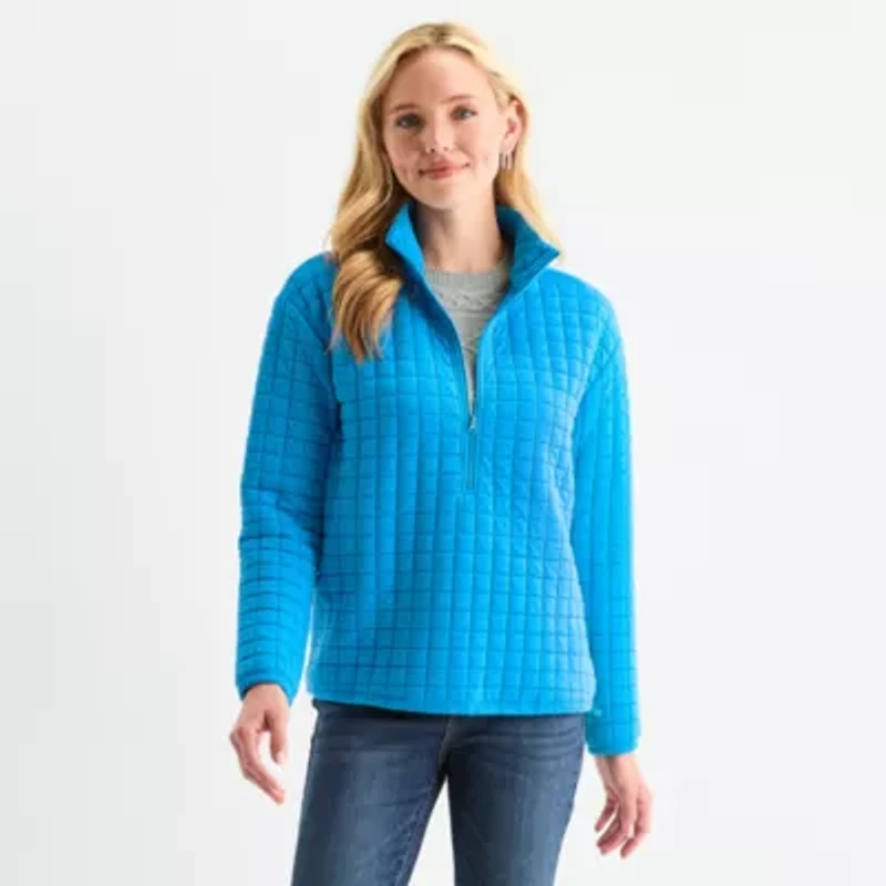 St. John's Bay Womens Mock Neck Long Sleeve Quarter-Zip Pullover
