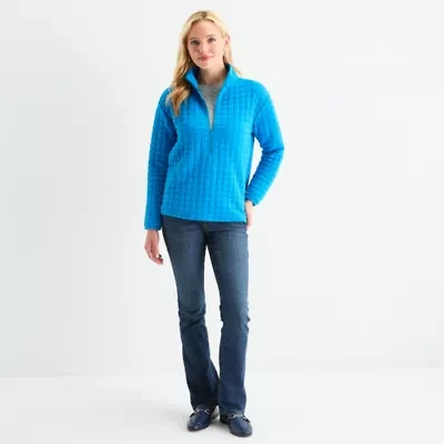 St. John's Bay Womens Mock Neck Long Sleeve Quarter-Zip Pullover