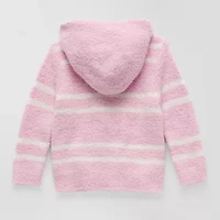 Okie Dokie Fuzzy Baby Girls Hooded Long Sleeve Zipper Cardigan