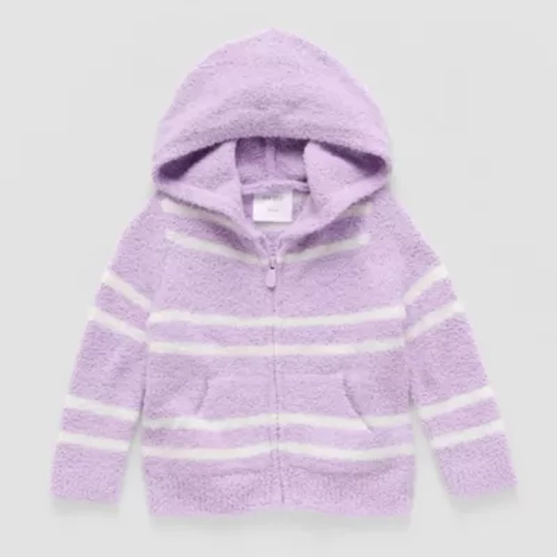 Okie Dokie Baby Girls Hooded Long Sleeve Zipper Cardigan