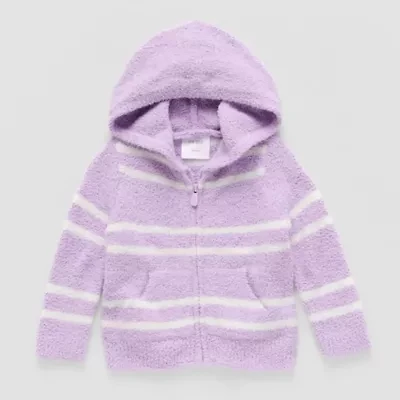 Okie Dokie Baby Girls Hooded Long Sleeve Zipper Cardigan