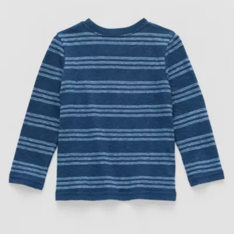 Okie Dokie Textured Knit Toddler & Little Boys Crew Neck Long Sleeve T-Shirt