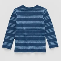 Okie Dokie Textured Knit Toddler & Little Boys Crew Neck Long Sleeve T-Shirt