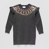 Okie Dokie Toddler & Little Girls Long Sleeve Fitted Sweater Dress