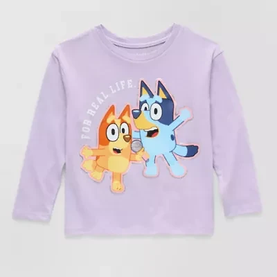 Toddler Girls Round Neck Long Sleeve Bluey Graphic T-Shirt