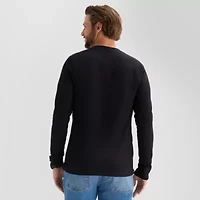 St. John's Bay Waffle Mens Henley Neck Long Sleeve Classic Fit Thermal Top