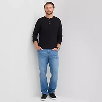 St. John's Bay Waffle Mens Henley Neck Long Sleeve Classic Fit Thermal Top
