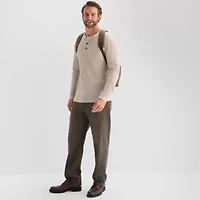 St. John's Bay Waffle Mens Henley Neck Long Sleeve Classic Fit Thermal Top