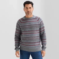 St. John's Bay Fairisle Mens Crew Neck Long Sleeve Pullover Sweater