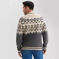 St. John's Bay Fairisle Sweater Mens Mock Neck Long Sleeve Quarter-Zip Pullover
