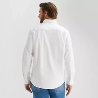 St. John's Bay Washed Oxford Mens Long Sleeve Classic Fit Stretch Fabric Button-Down Shirt