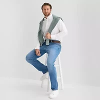 St. John's Bay Washed Oxford Mens Long Sleeve Classic Fit Stretch Fabric Button-Down Shirt