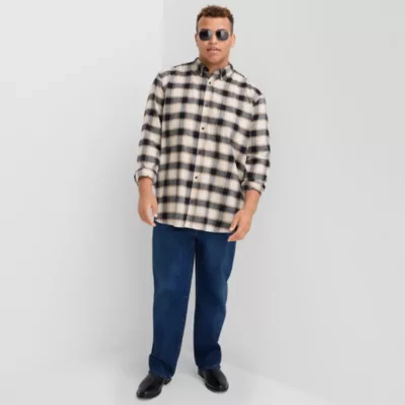 mutual weave Lightweight Mens Long Sleeve Regular Fit Big and Tall Flannel Shirt