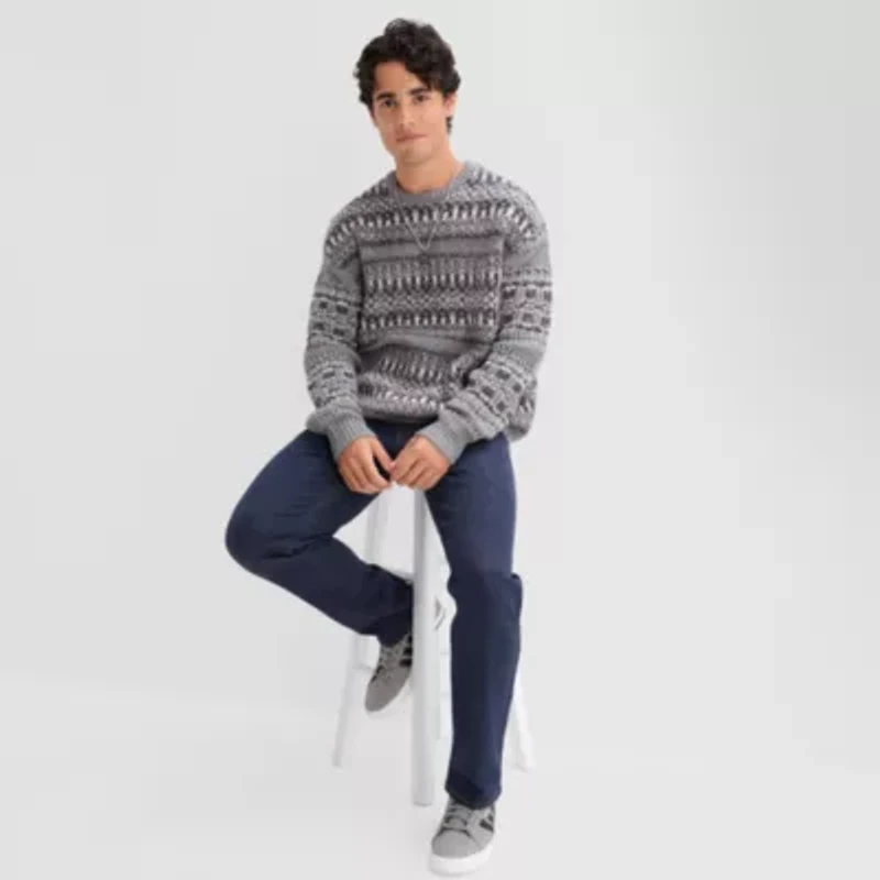 Arizona Mens Crew Neck Long Sleeve Pullover Sweater