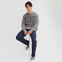 Arizona Mens Crew Neck Long Sleeve Pullover Sweater