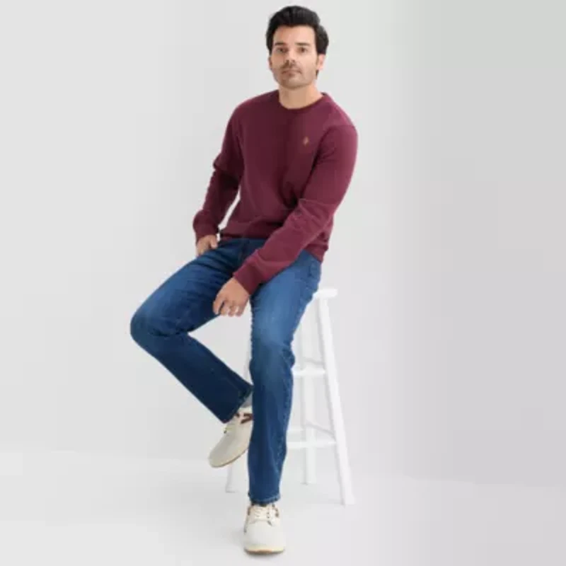 U.S. Polo Assn. Crew Fleece Mens Neck Long Sleeve Embroidered Sweatshirt