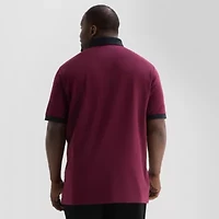 Shaquille O'Neal XLG™ Jacquard Big and Tall Mens Regular Fit Short Sleeve Polo Shirt