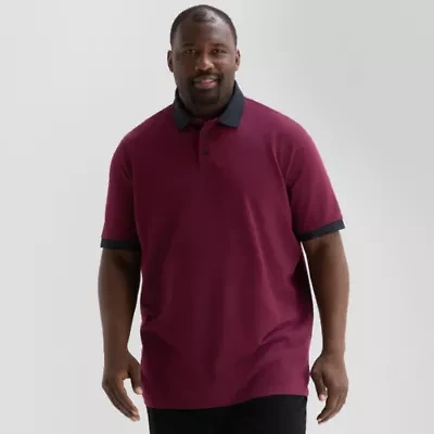 Shaquille O'Neal XLG™ Jacquard Big and Tall Mens Regular Fit Short Sleeve Polo Shirt