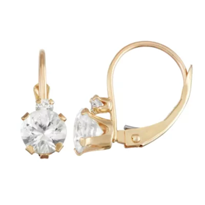 Womens Lab Created Sapphire 10K Gold Drop Earrings
