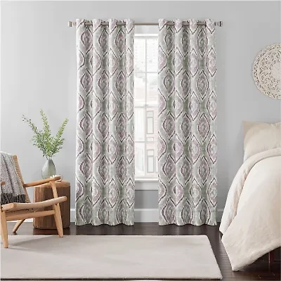 Eclipse Ambiance Ikat Draft Stopper Grommet Top Energy Saving 100% Blackout Single Curtain Panel