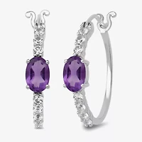 Gemstone Sterling Silver 19.5mm Hoop Earrings