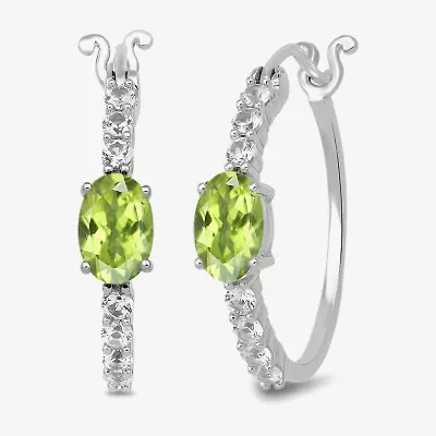 Gemstone Sterling Silver 19.5mm Hoop Earrings