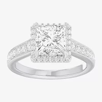 G-H / Si1-Si2) Womens 2 1/2 CT. T.W. Lab Grown White Diamond 14K Gold Side Stone Halo Engagement Ring