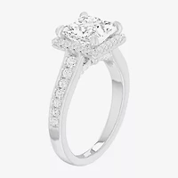 G-H / Si1-Si2) Womens 2 1/2 CT. T.W. Lab Grown White Diamond 14K Gold Side Stone Halo Engagement Ring