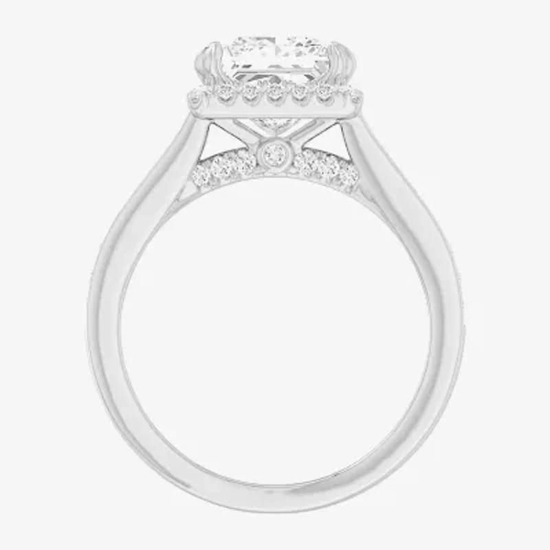 G-H / Si1-Si2) Womens 2 1/2 CT. T.W. Lab Grown White Diamond 14K Gold Side Stone Halo Engagement Ring