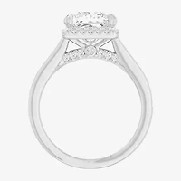 G-H / Si1-Si2) Womens 2 1/2 CT. T.W. Lab Grown White Diamond 14K Gold Side Stone Halo Engagement Ring