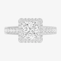 G-H / Si1-Si2) Womens 2 1/2 CT. T.W. Lab Grown White Diamond 14K Gold Side Stone Halo Engagement Ring