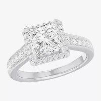 G-H / Si1-Si2) Womens 2 1/2 CT. T.W. Lab Grown White Diamond 14K Gold Side Stone Halo Engagement Ring