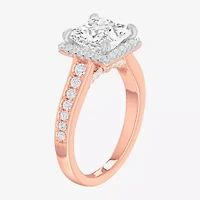 G-H / Si1-Si2) Womens 2 1/2 CT. T.W. Lab Grown White Diamond 14K Gold Side Stone Halo Engagement Ring