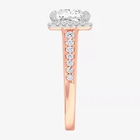 G-H / Si1-Si2) Womens 2 1/2 CT. T.W. Lab Grown White Diamond 14K Gold Side Stone Halo Engagement Ring