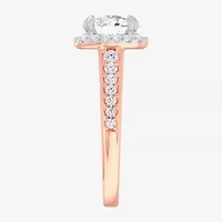 G-H / Si1-Si2) Womens 1/ CT. T.W. Lab Grown White Diamond 14K Gold Cushion Side Stone Halo Engagement Ring