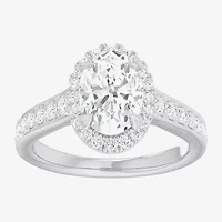 G-H / Si1-Si2) Womens 1/ CT. T.W. Lab Grown White Diamond 14K Gold Oval Side Stone Halo Engagement Ring