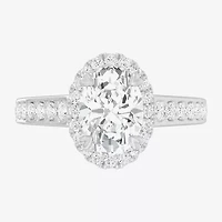 G-H / Si1-Si2) Womens 1/ CT. T.W. Lab Grown White Diamond 14K Gold Oval Side Stone Halo Engagement Ring