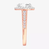 G-H / Si1-Si2) Womens 1/ CT. T.W. Lab Grown White Diamond 14K Gold Oval Side Stone Halo Engagement Ring