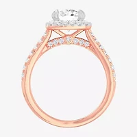 G-H / Si1-Si2) Womens 1/ CT. T.W. Lab Grown White Diamond 14K Gold Cushion Side Stone Halo Engagement Ring