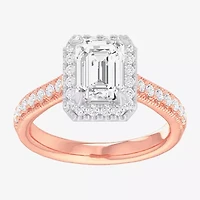 G-H / Si1-Si2) Womens 1/ CT. T.W. Lab Grown White Diamond 14K Gold Side Stone Halo Engagement Ring