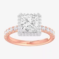 (G-H / Si1-Si2) Womens 2 1/2 CT. T.W. Lab Grown White Diamond 14K Gold Side Stone Halo Engagement Ring