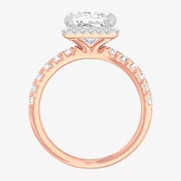 G-H / Si1-Si2) Womens 1/ CT. T.W. Lab Grown White Diamond 14K Gold Side Stone Halo Engagement Ring