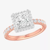 G-H / Si1-Si2) Womens 1/ CT. T.W. Lab Grown White Diamond 14K Gold Side Stone Halo Engagement Ring
