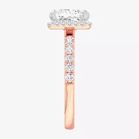 (G-H / Si1-Si2) Womens 2 1/2 CT. T.W. Lab Grown White Diamond 14K Gold Side Stone Halo Engagement Ring