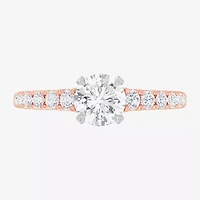 G-H / Si1-Si2) Womens 1 / CT. T.W. Lab Grown White Diamond 14K Gold Round Side Stone Engagement Ring