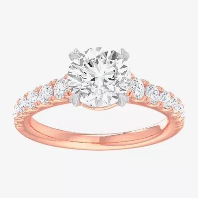 G-H / Si1-Si2) Womens 1/ CT. T.W. Lab Grown White Diamond 14K Gold Round Side Stone Engagement Ring