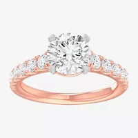 G-H / Si1-Si2) Womens 1/ CT. T.W. Lab Grown White Diamond 14K Gold Round Side Stone Engagement Ring